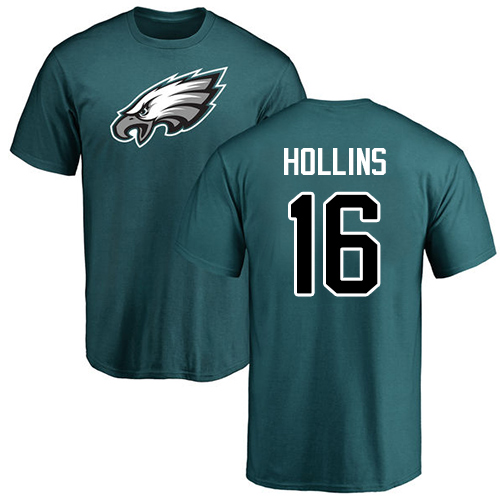 Men Philadelphia Eagles #16 Mack Hollins Green Name and Number Logo NFL T Shirt